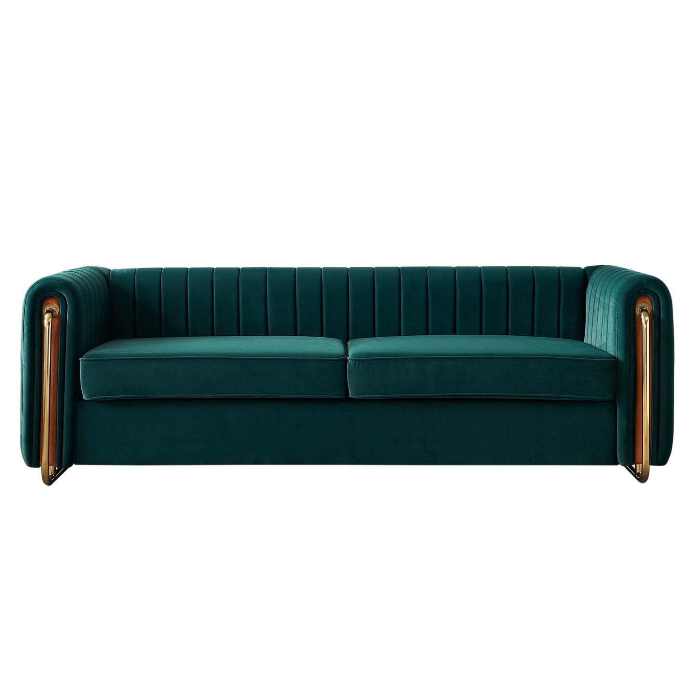 cane velvet sofa, green