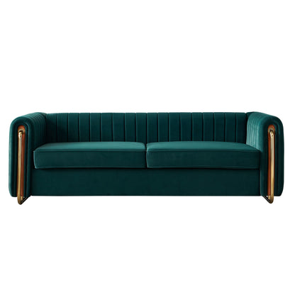 Cane Velvet Sofa, Green