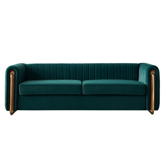 Cane Velvet Sofa, Green