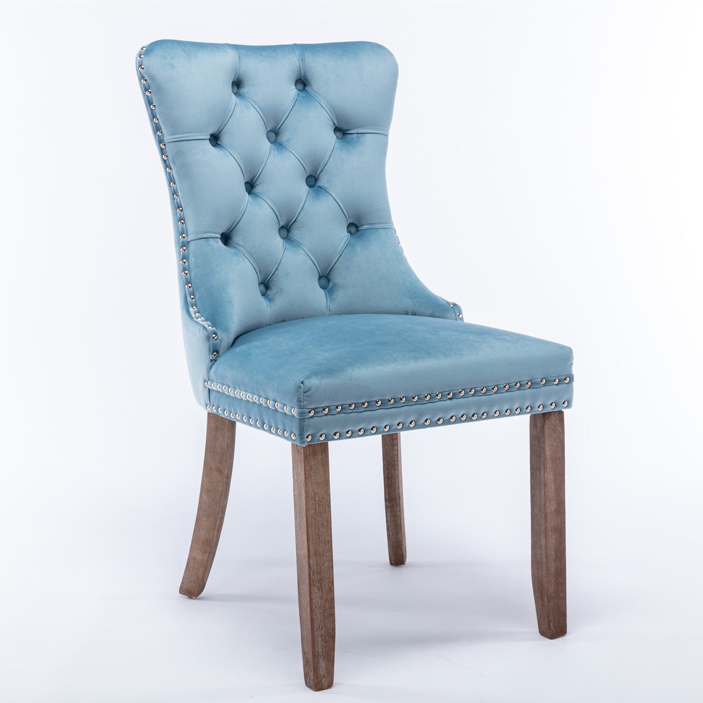 nikki collection modern high-end tufted dining chairs 2-pcs set, light blue
