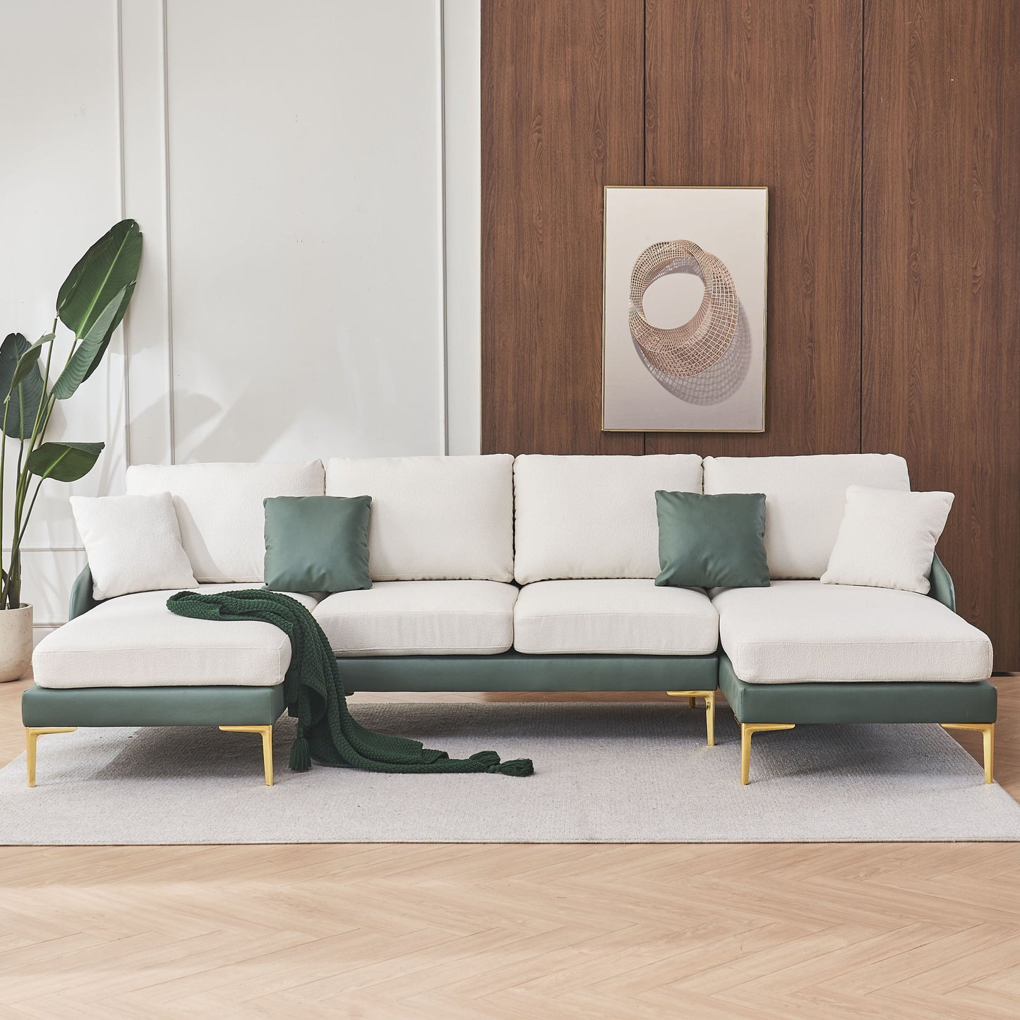 holly comfy sectional, cyan+white