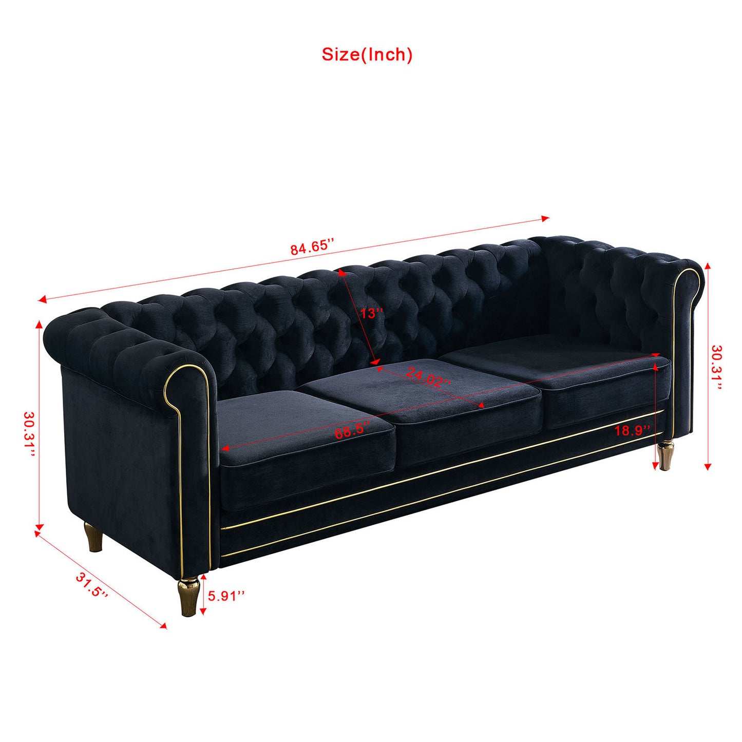 chesterfield velvet sofa, black