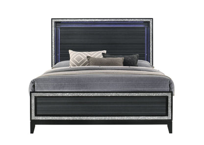 ACME Haiden Queen Bed, LED & Weathered Black Finish