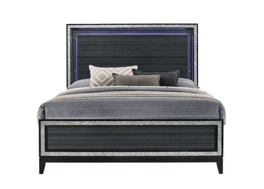 ACME Haiden Queen Bed, LED & Weathered Black Finish