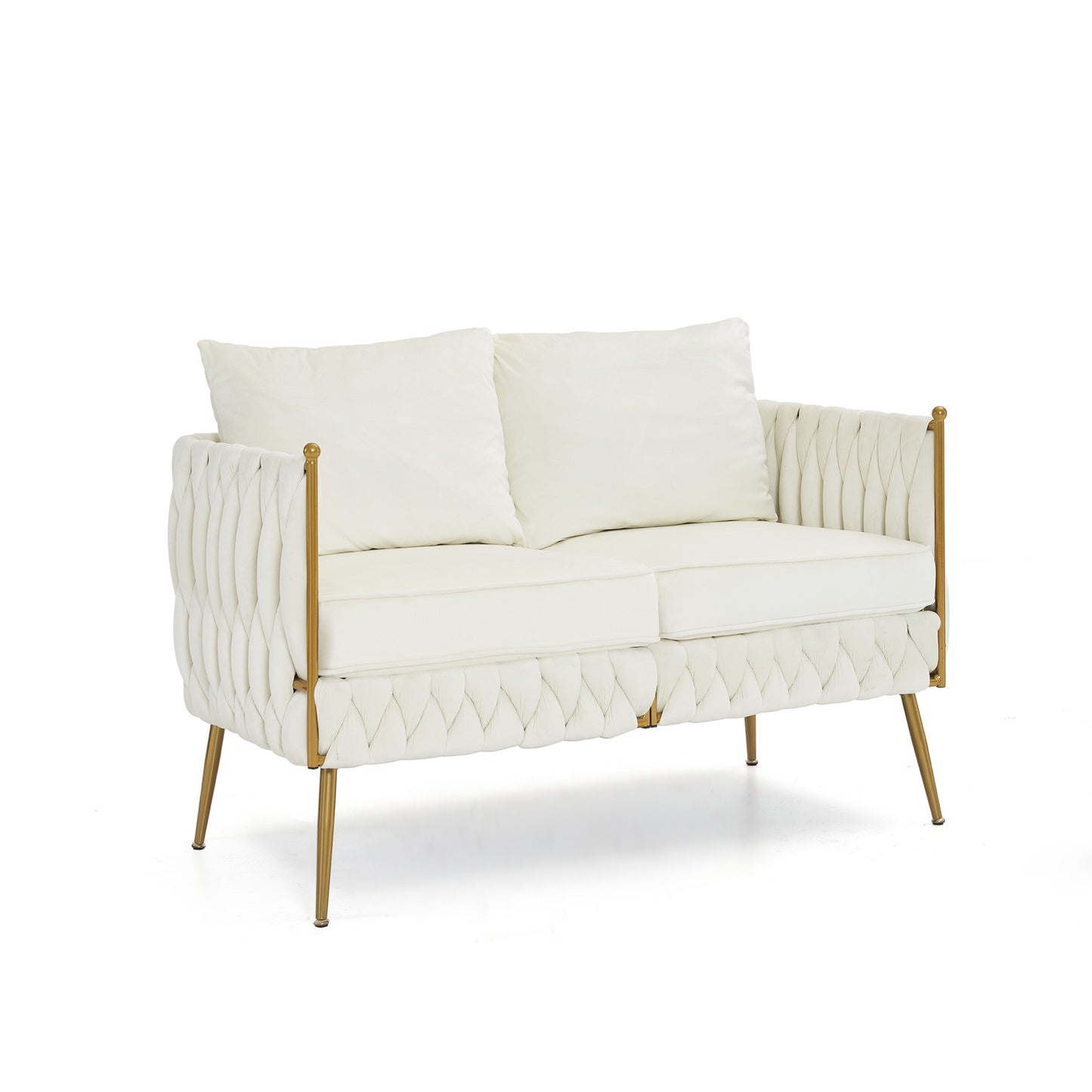 modern 3-seat velvet fluffy tufted  upholstered sofa set, cream white velvet
