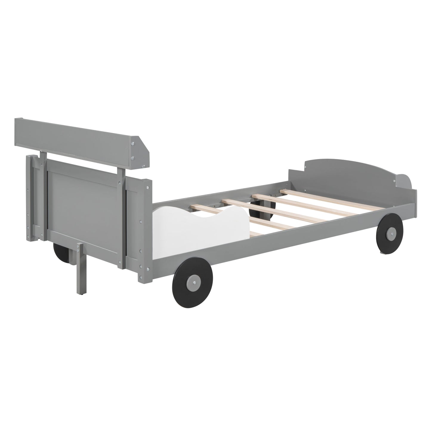 twin size car-shaped platform bed, gray