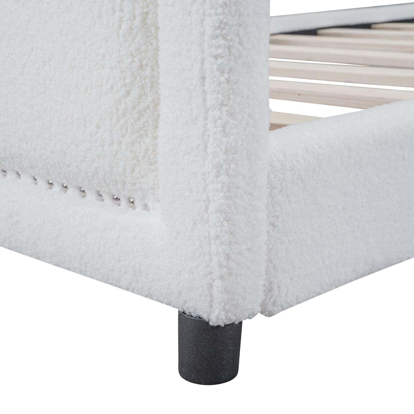 teddy fleece twin size upholstered daybed with ox horn shaped