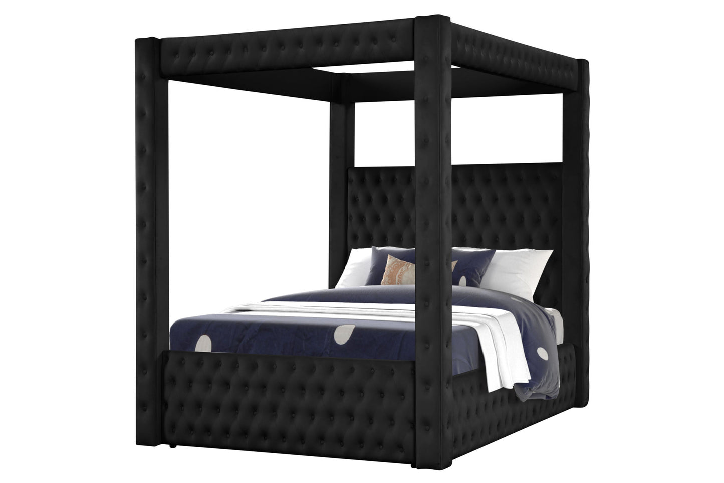 monica luxurious four-poster full bed made with wood in black