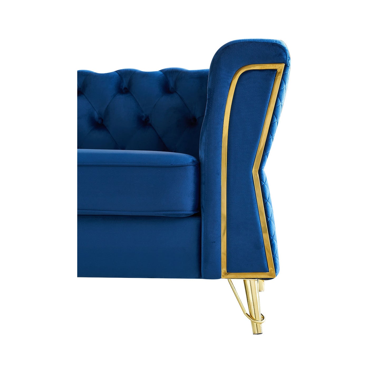 modern tufted velvet sofa ,blue
