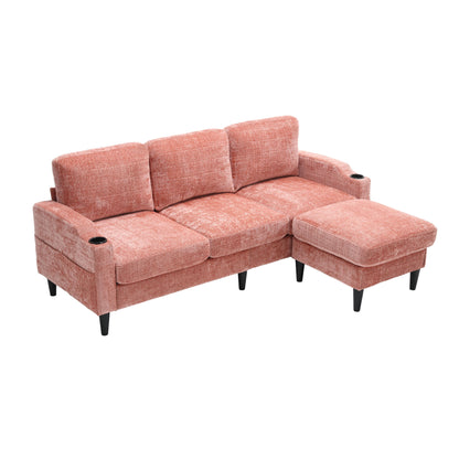 Zara Storage/ Cupholder Sectional Sofa, Pink