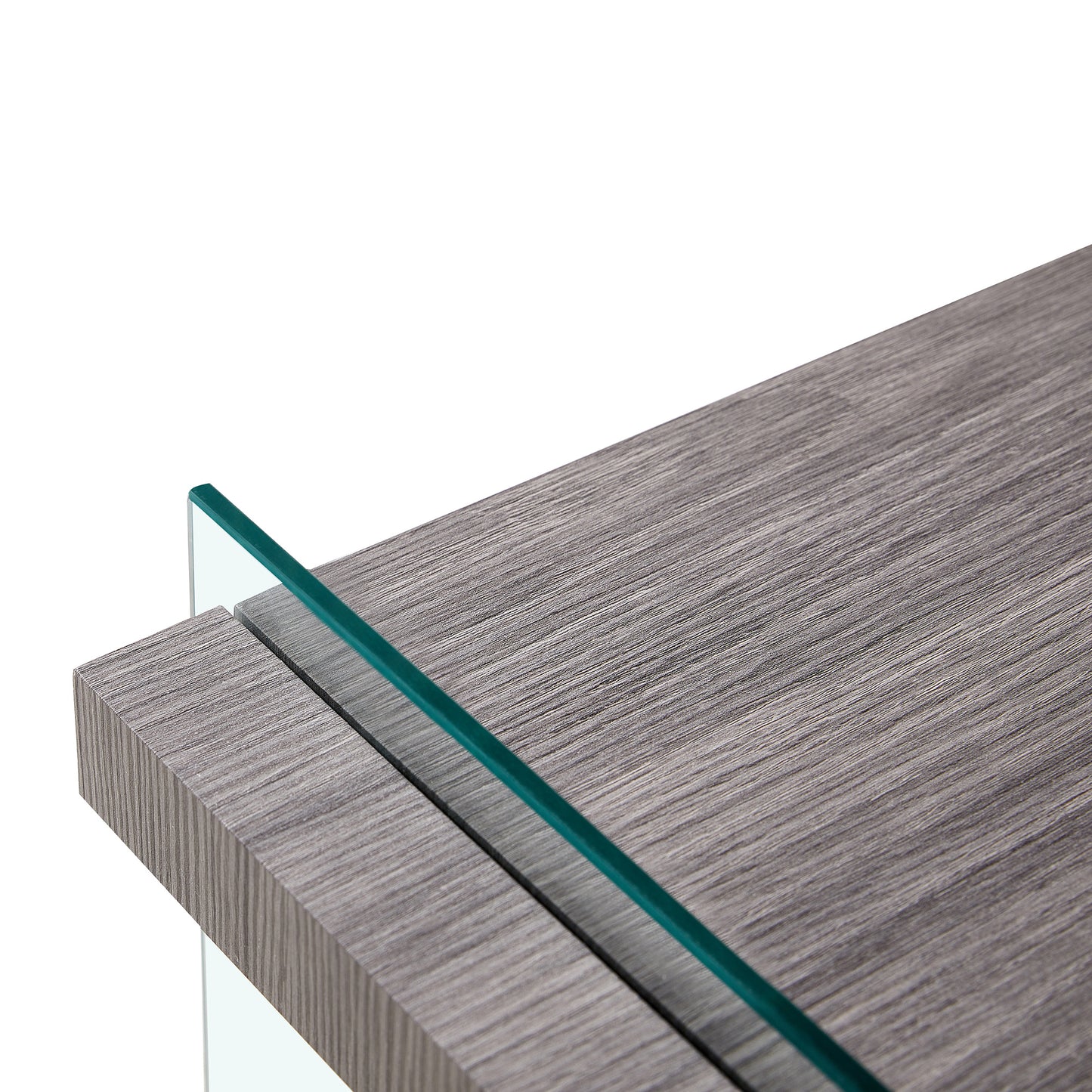 mdf end table, transparent/grey