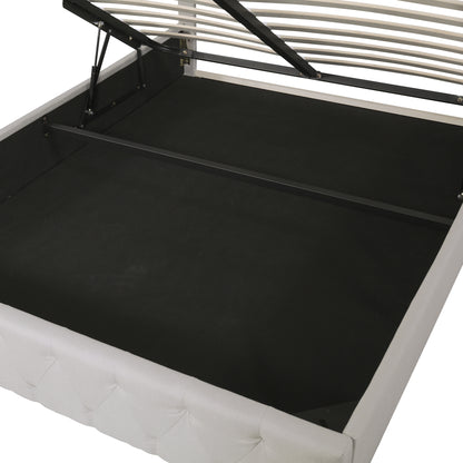 Upholstered Bed Featured with Bluetooth Audio, LED Light and USB Charging, Beige