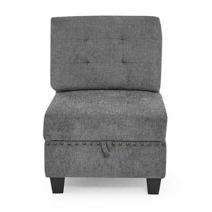 U shape Modular Sectional Sofa includes Seven Single Chair, Four Corner and One Ottoman, Grey