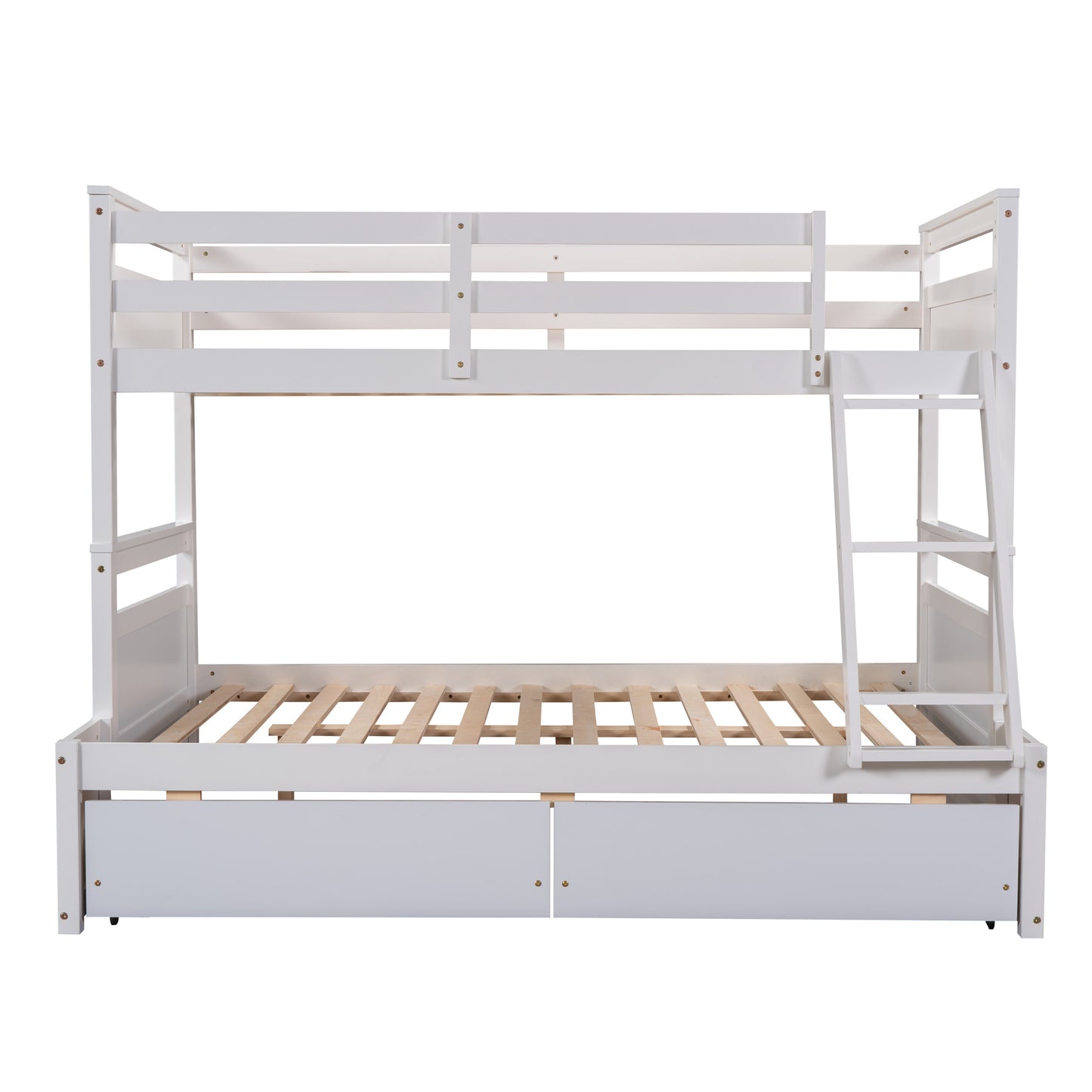 twin over full bunk bed with storage - white