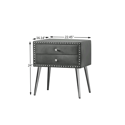 B109 Queen bed with two nightstands, + metal legs with Electroplate