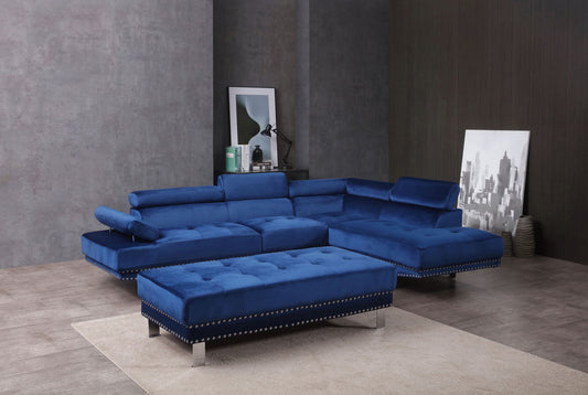 Derek Sectional , Navy Blue