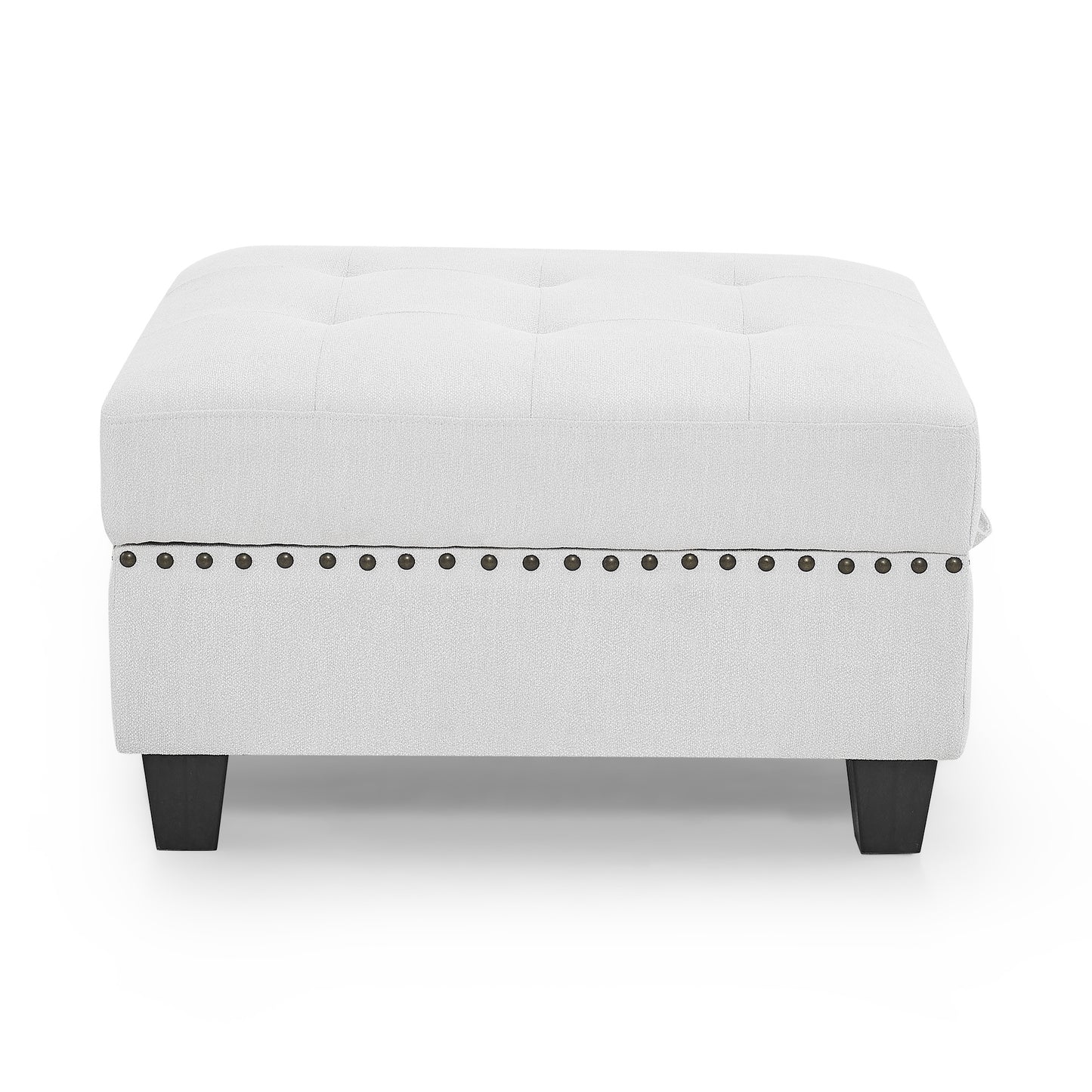 l shape modular sectional sofa includes 2 ottomans, ivory chenille