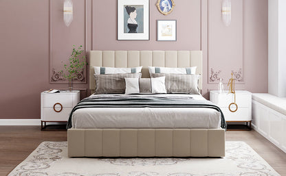 Queen size Upholstered Platform bed with a Hydraulic Storage System - Gray Queen size Upholstered Platform bed with a Hydraulic Storage System - Gray Queen size Upholstered Platform bed with a Hydrau