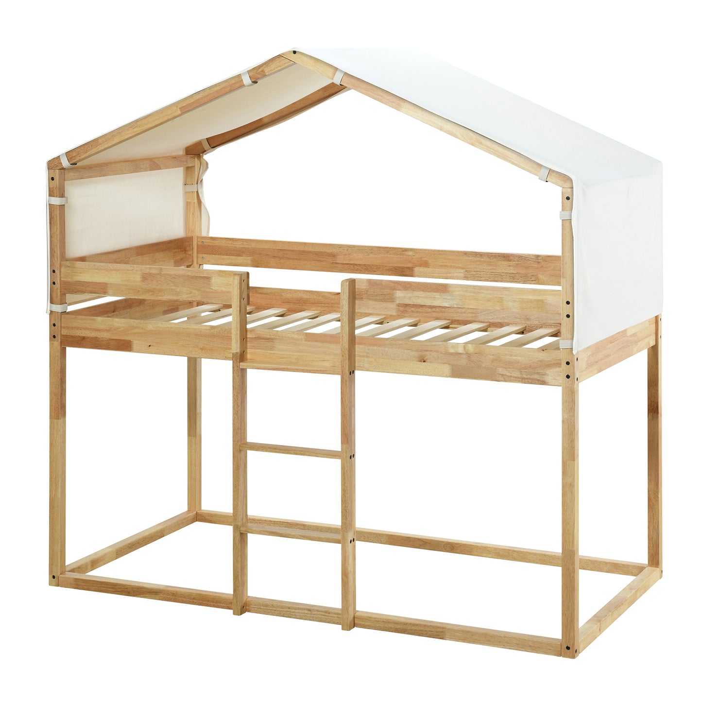twin over twin bunk bed wood bed with tent
