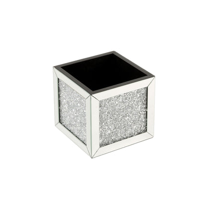 ACME Noralie OTTOMAN W/STORAGE Mirrored & Faux Diamonds