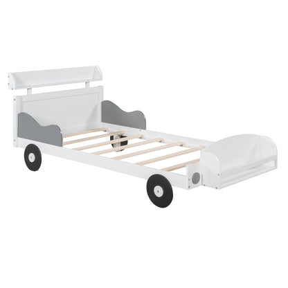 Twin Size Car-Shaped Platform Bed, White