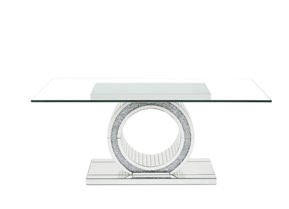 ACME Noralie DINING TABLE Mirrored & Faux Diamonds