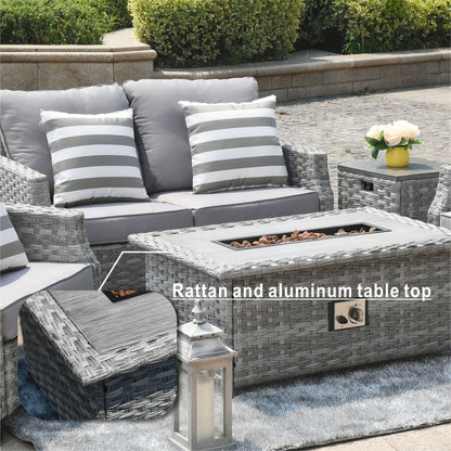 Direct Wicker Fire Pit Table With Chair Rattan Wicker Sofa Set