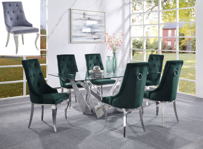 ACME Dekel Dining Table, Clear Glass & Stainless Steel