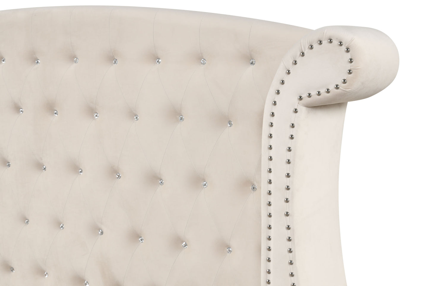sophia crystal tufted  bed made with wood in cream