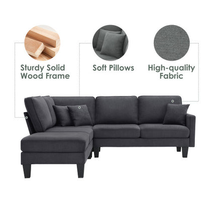 Terry 5-Seat Couch Set with Chaise with 3 Pillows
