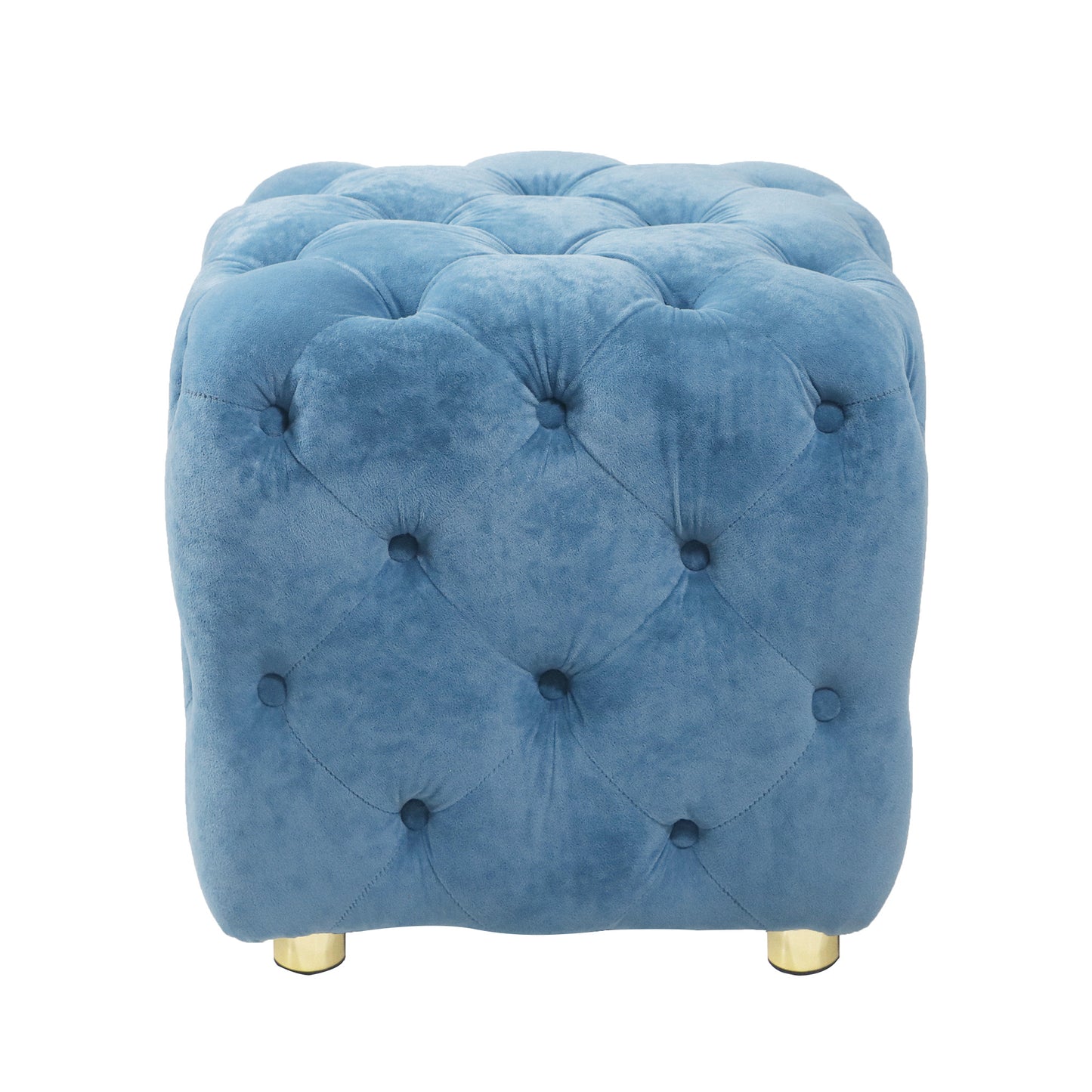 blue modern velvet upholstered ottoman