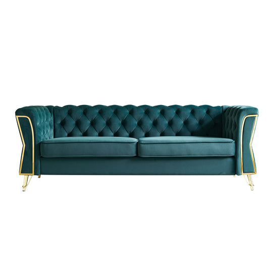 Modern Tufted Velvet Sofa, Green