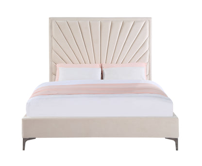 ACME Faiz Queen Bed, Beige Velvet