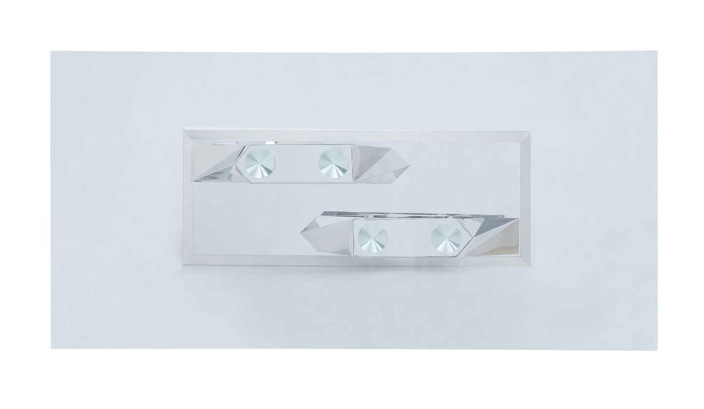 acme gianna dining table, clear glass & stainless steel