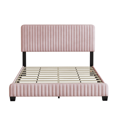 Queen Size Upholstered Platform Bed,Pink