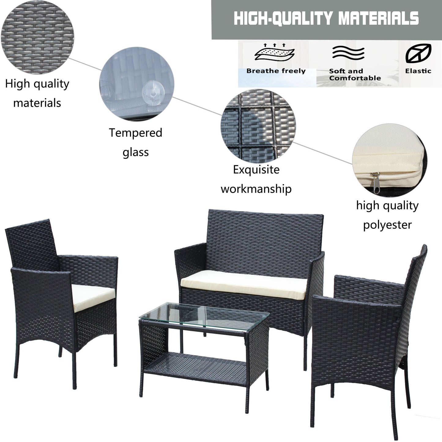 4 pc rattan patio set
