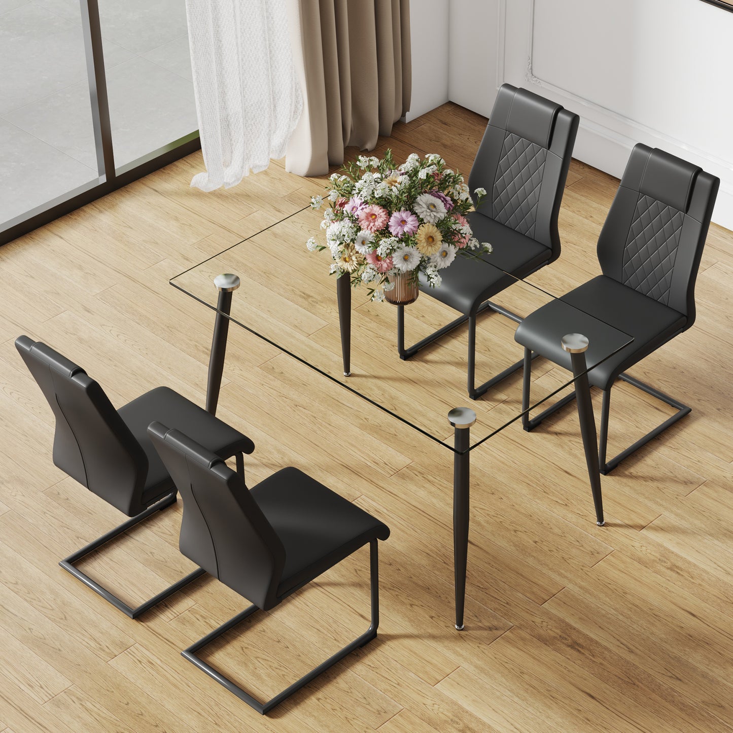 holli dining table set, black