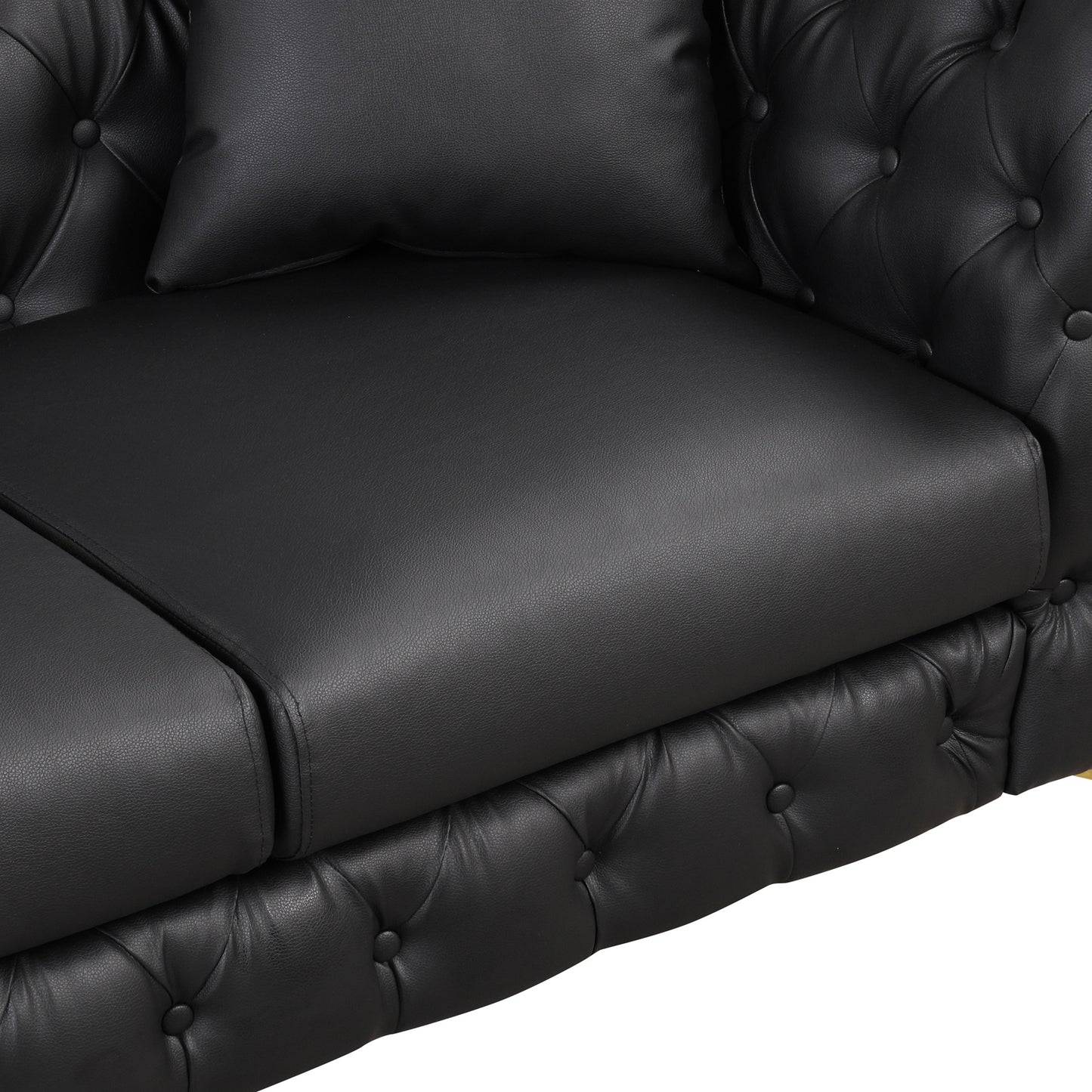 button tufted upholstered sofa, black