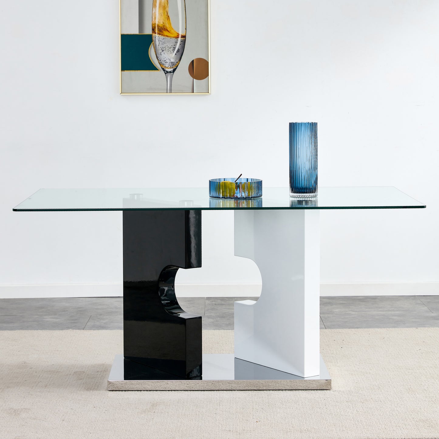 ruby 6-piece dining table set, black/white