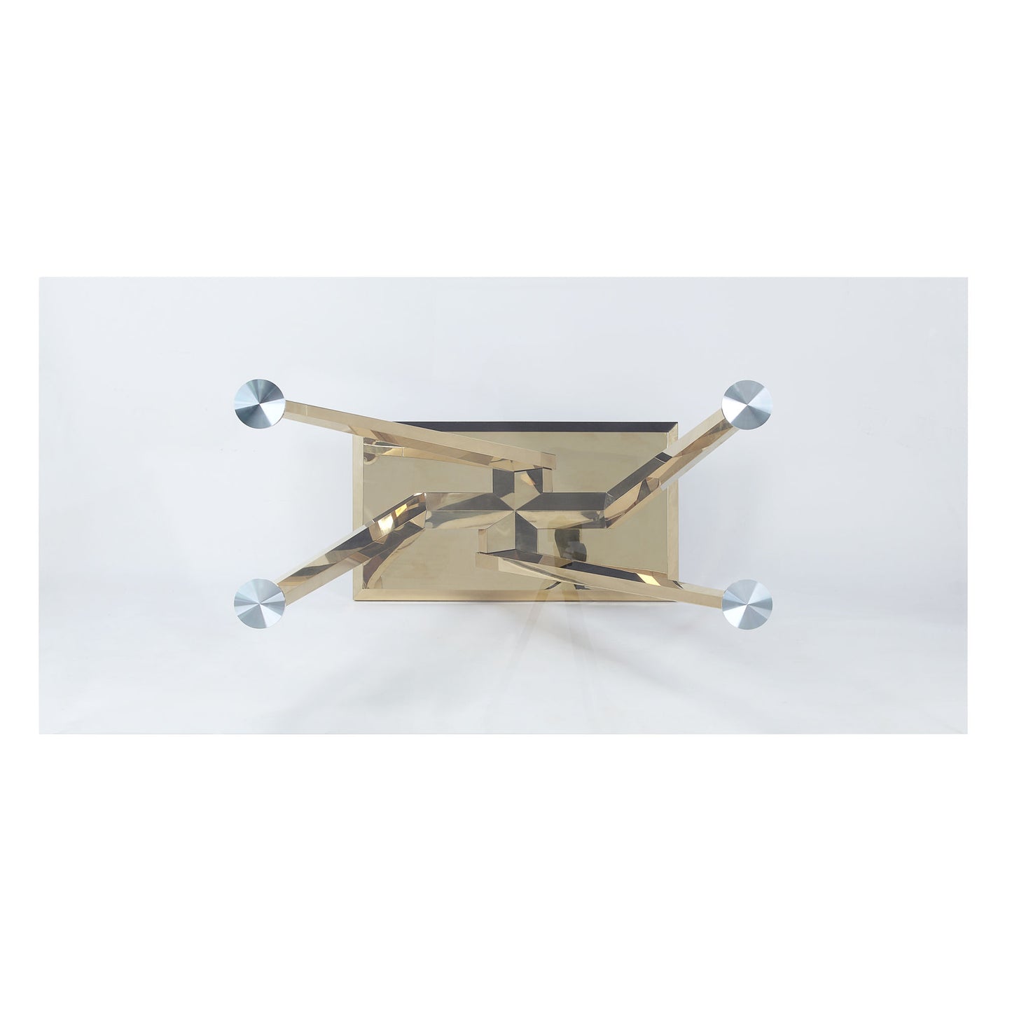 acme barnard dining table in clear glass & mirrored gold finish