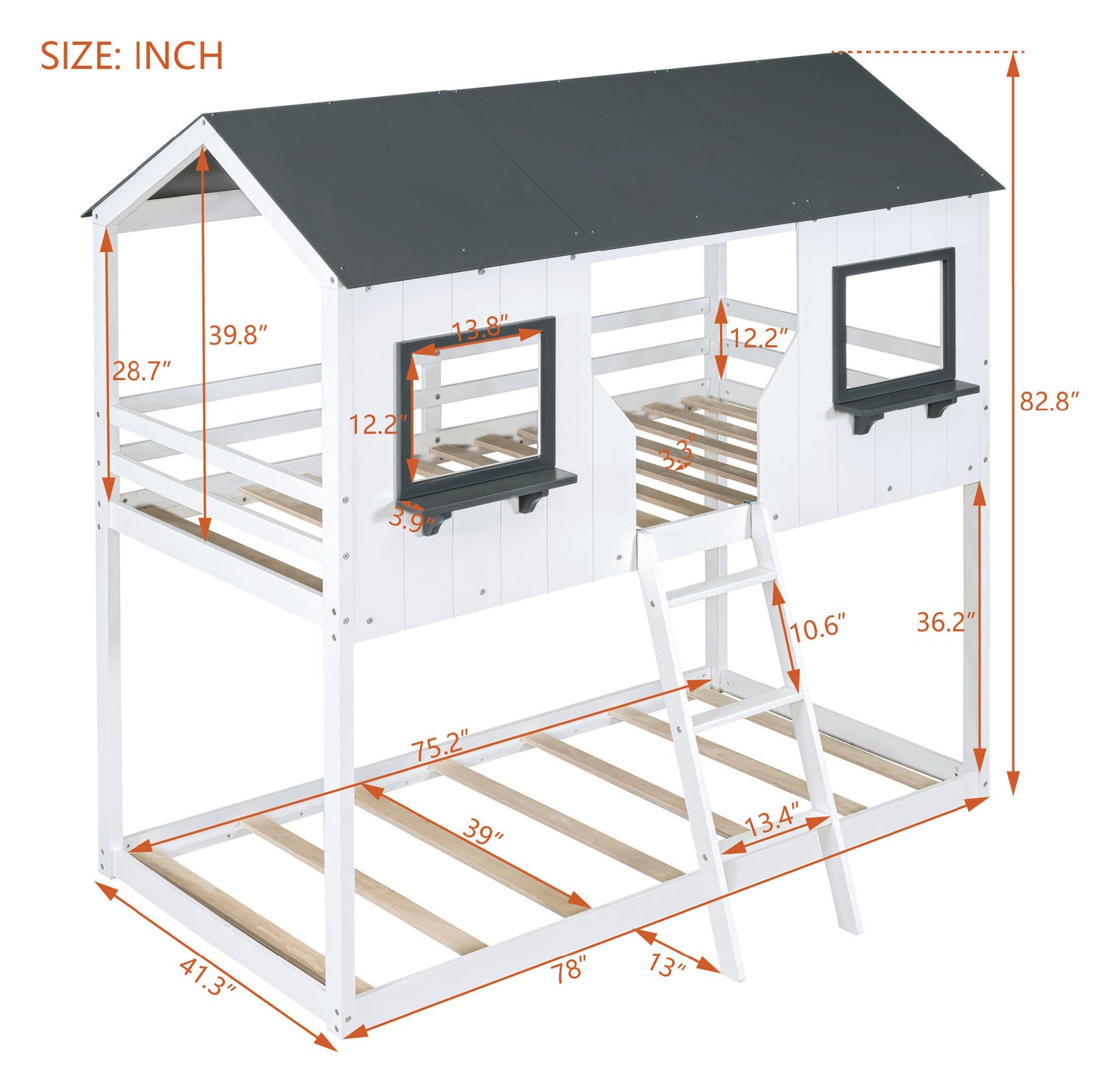 twin over twin bunk bed with roof