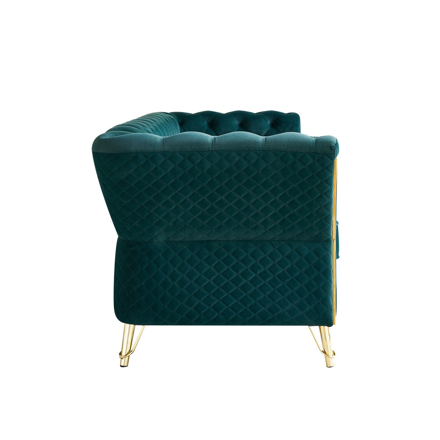 modern tufted velvet sofa, green