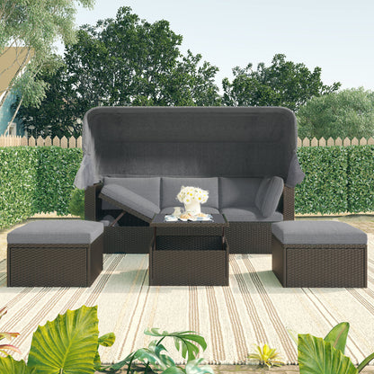 Betty Rectangle Daybed with Retractable Canopy