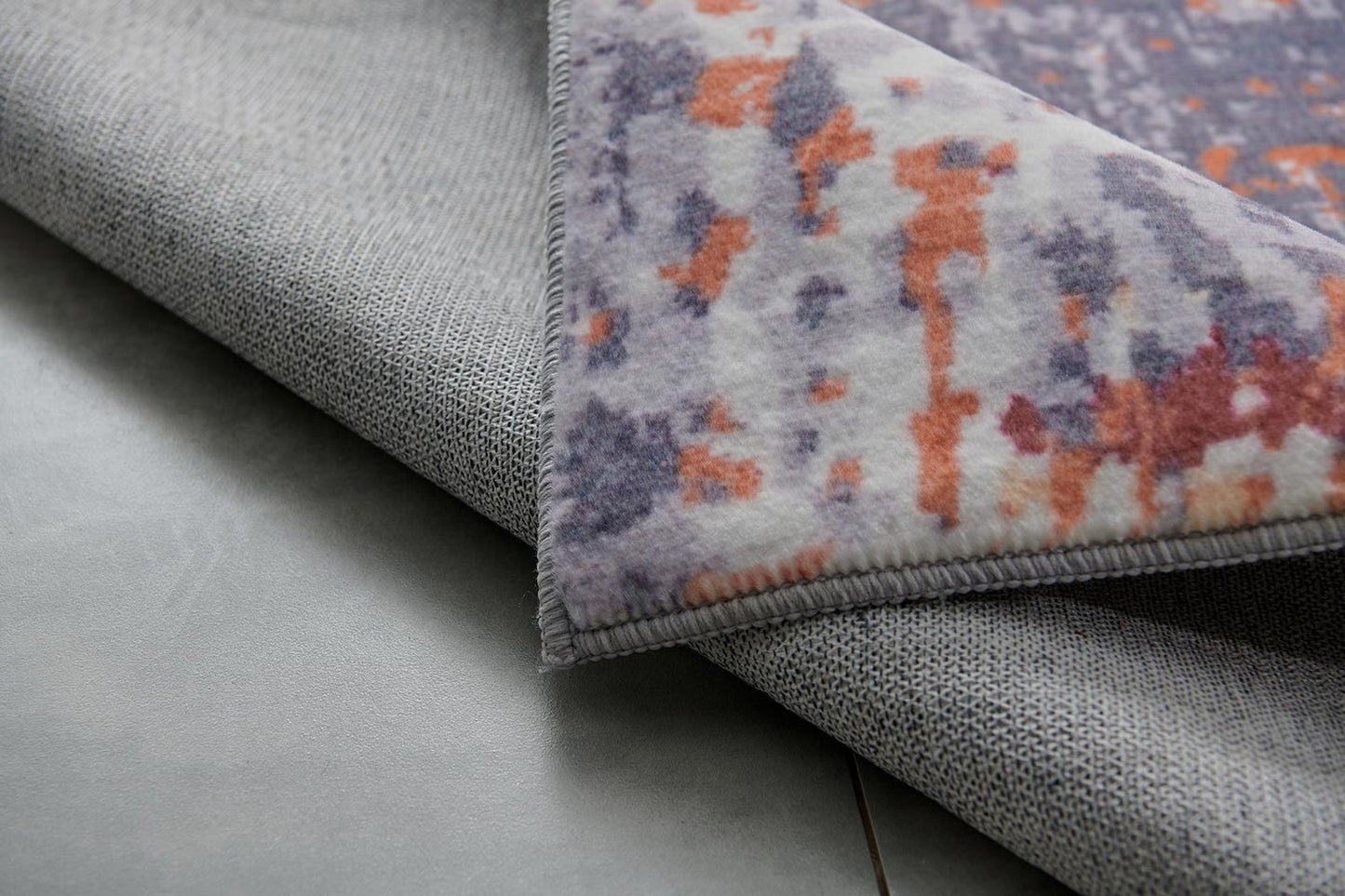 zara collection abstract design grey brown and rust machine washable super soft area rug