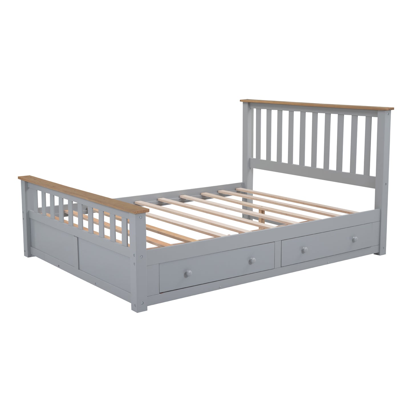 3-pieces bedroom sets with nightstand(usb charging ports) and storage chest,gray+natrual