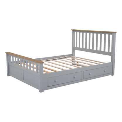 3-Pieces Bedroom Sets with Nightstand(USB Charging Ports) and Storage Chest,Gray+Natrual