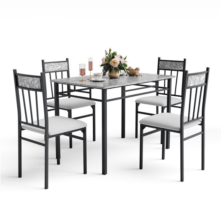 5 pieces faux marble dining set table
