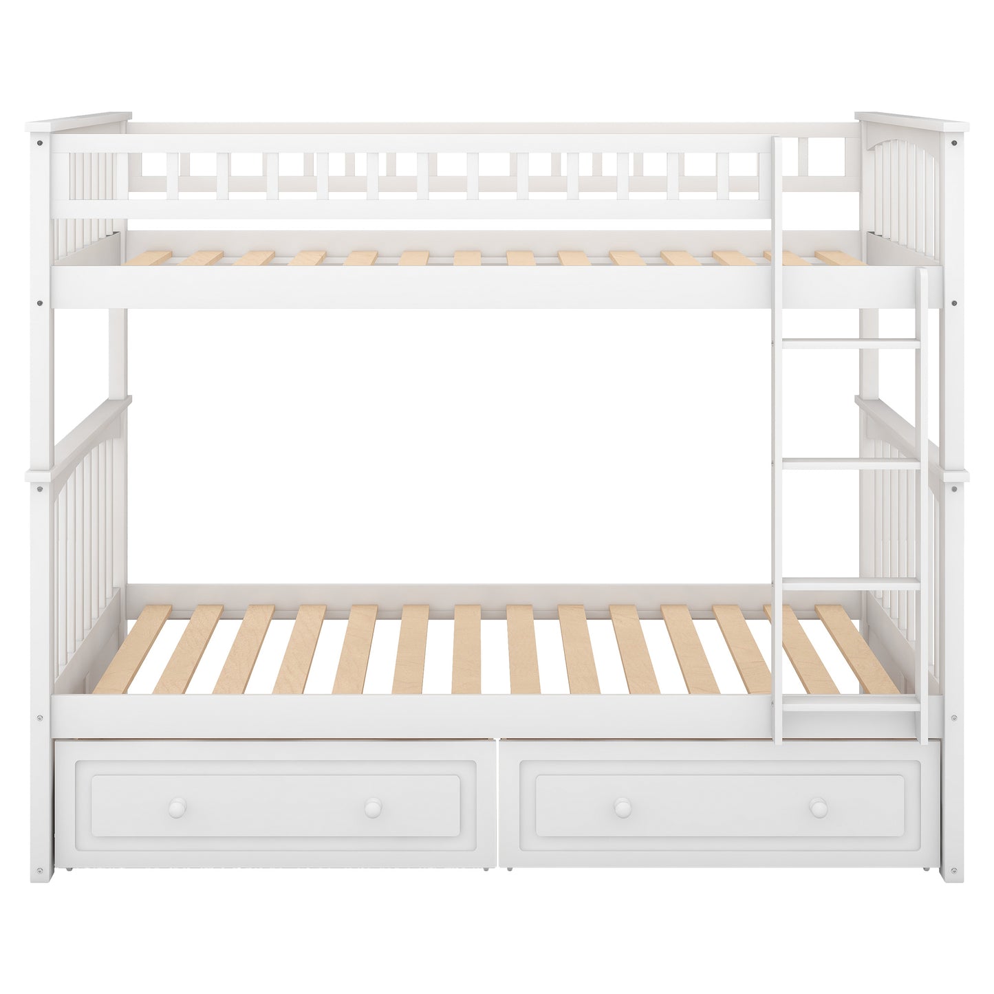 twin over twin bunk bed with drawers, convertible beds, white