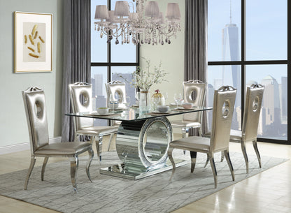ACME Noralie DINING TABLE Mirrored & Faux Diamonds