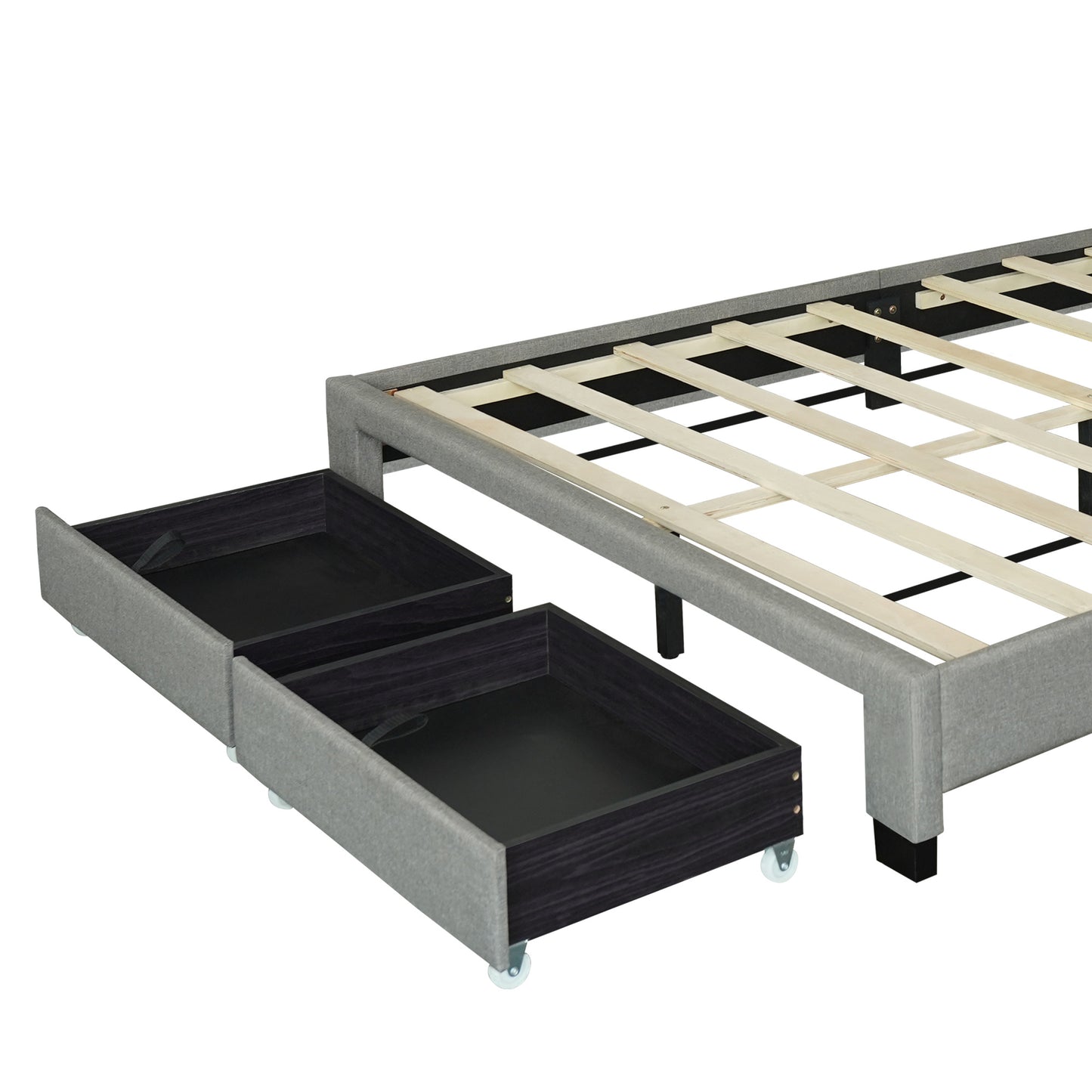 queen size upholstered bed with adjustable height  storage